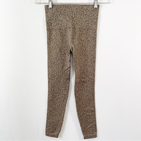 Spanx Brown Leopard Stretch Leggings Size S Casual Shapewear Everyday - Picture 3 of 5